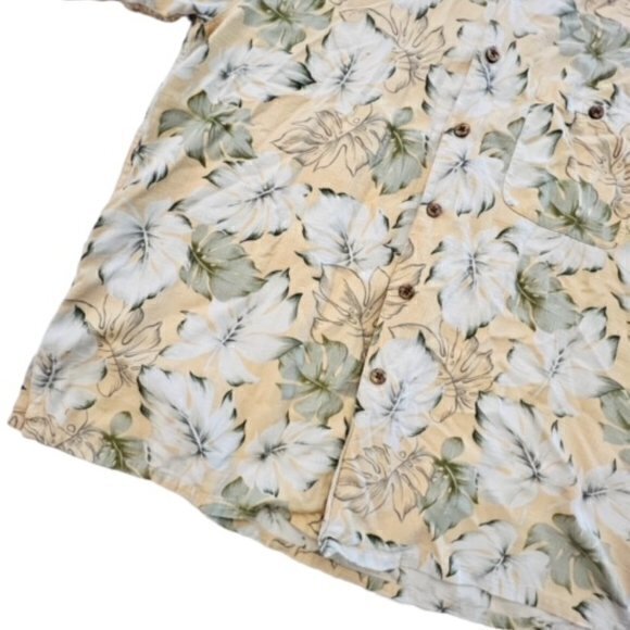 Banana Cabana Shirt Men's Large‎ Silk Yellow Tropical Hawaiian Short Sleeve BOHO - Picture 2 of 12